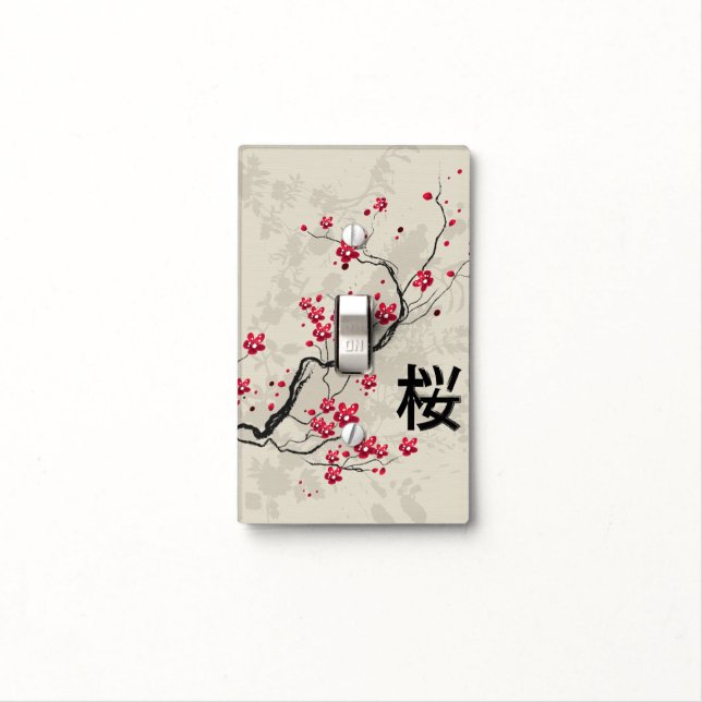 Oriental Style Sakura Cherry Blossom Art Light Switch Cover (In Situ)