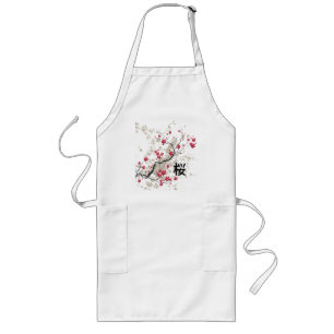 Oriental Style Sakura Cherry Blossom Art Long Apron