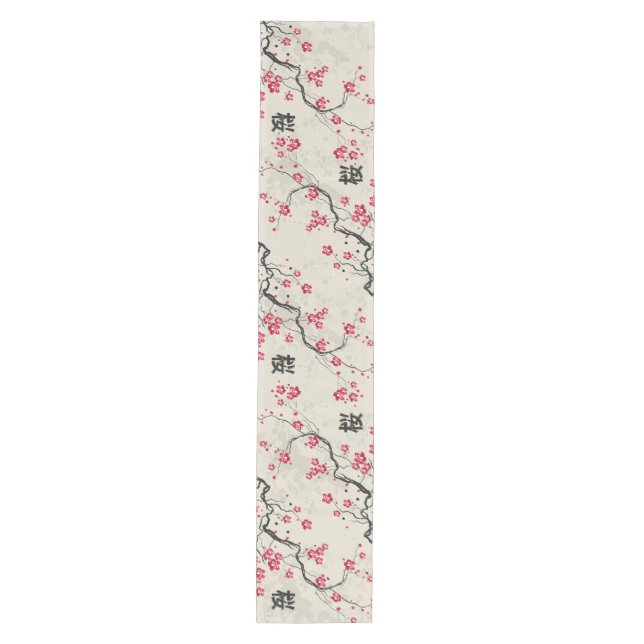 Oriental Style Sakura Cherry Blossom Art Medium Table Runner (Front)