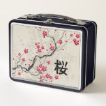 Oriental Style Sakura Cherry Blossom Art Metal Lunch Box