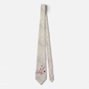 Oriental Style Sakura Cherry Blossom Art Neck Tie