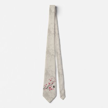Oriental Style Sakura Cherry Blossom Art Neck Tie by giftsbonanza at Zazzle
