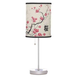 Oriental Style Sakura Cherry Blossom Art Table Lamp