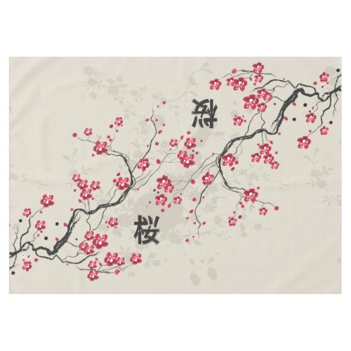 Oriental Style Sakura Cherry Blossom Art Tablecloth