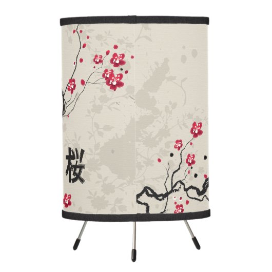 Oriental Style Sakura Cherry Blossom Art Tripod Lamp (Back)