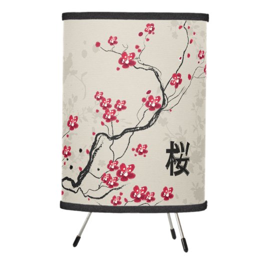 Oriental Style Sakura Cherry Blossom Art Tripod Lamp (Right)