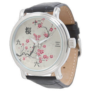 Oriental Style Sakura Cherry Blossom Art Watch