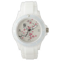 Oriental Style Sakura Cherry Blossom Art Wrist Watch