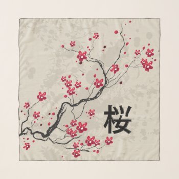 Oriental Style Sakura Cherry Blossom Scarf by giftsbonanza at Zazzle
