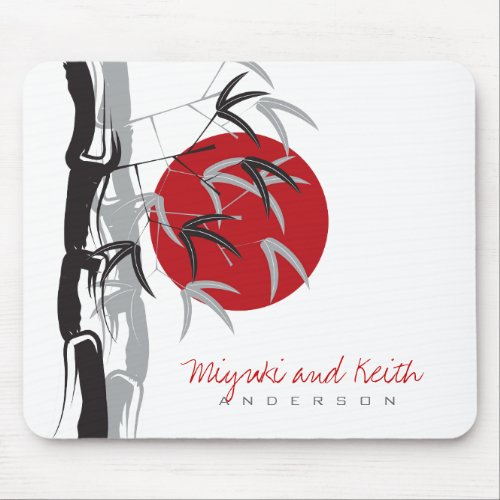 Oriental Sunrise Zen Bamboo Garden Asian Wedding Mouse Pad