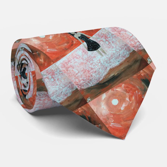 Oriental Sunset Painting by Alfred Fox Neck Tie (Rolled)