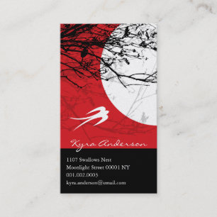 Oriental Swallows In Moonlight Modern Chic Asian Business Card