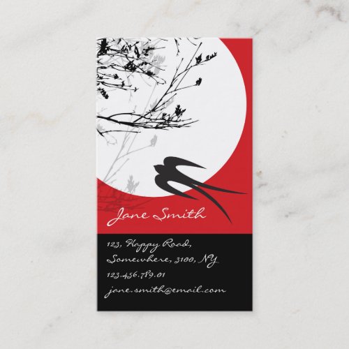 fatfatin Oriental Swallows in Moonlight Business Cards