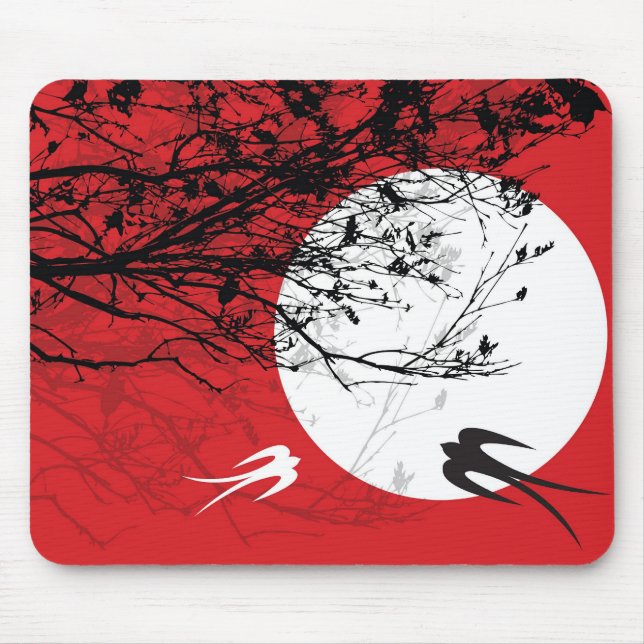 Oriental Swallows in Moonlight Mousepad (Front)