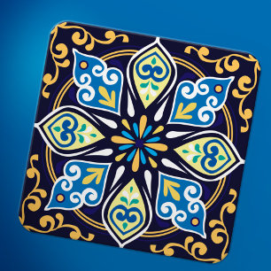 Oriental tiles, Azulejos Beverage Coaster