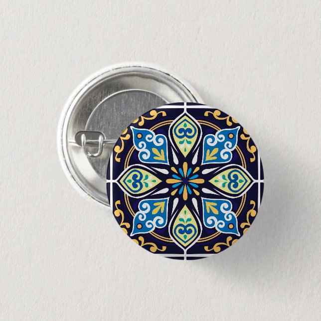 Oriental tiles, Azulejos   Button (Front & Back)