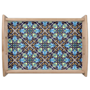 Oriental tiles, Azulejos diagonal Serving Tray