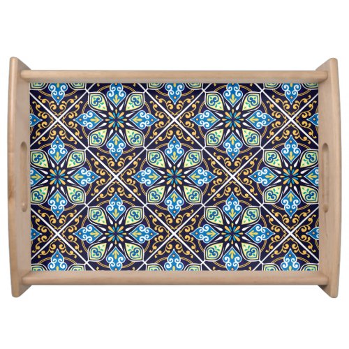Oriental tiles Azulejos diagonal Serving Tray