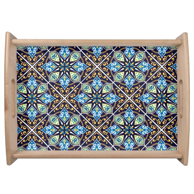 Oriental tiles, Azulejos diagonal Serving Tray (Front)