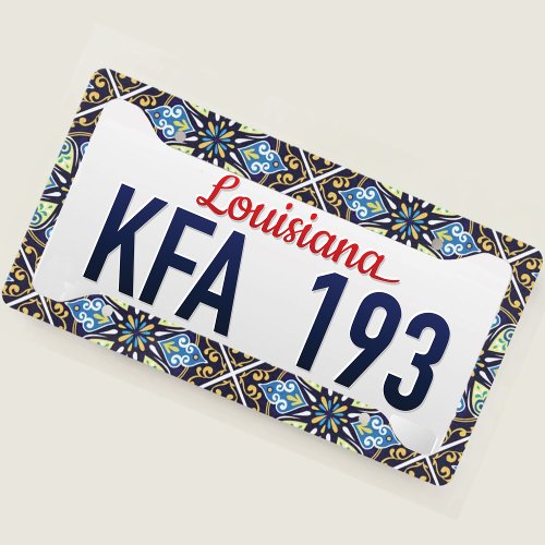 Oriental tiles Azulejos  License Plate Frame