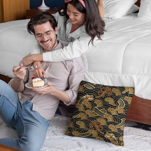 Oriental Traditional Hidden Dragon Art Throw Pillow (Creator Uploaded)