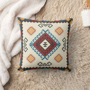Oriental Traditional Turkish Kilim Patterns Throw Pillow