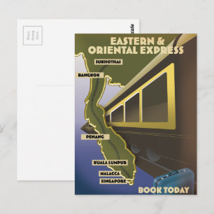 Oriental train travel poster postcard