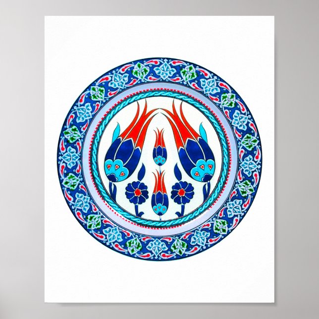 Oriental Turkish Art in Blue Poster (Front)