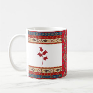 Oriental Turkish Pattern Blue border Red Mug