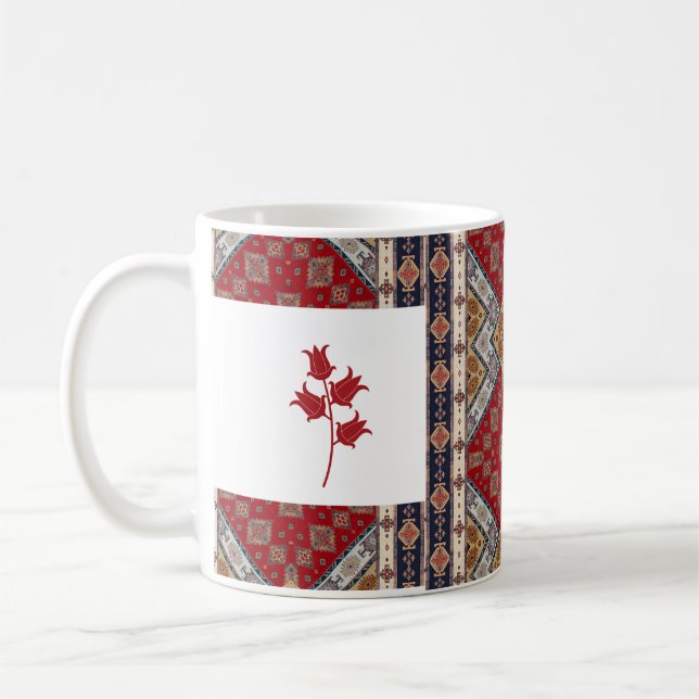 Oriental Turkish Pattern Red Mug  with Tulips (Left)