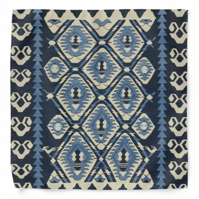 Oriental Turkish Persian Carpet Blue  Bandana (Front)