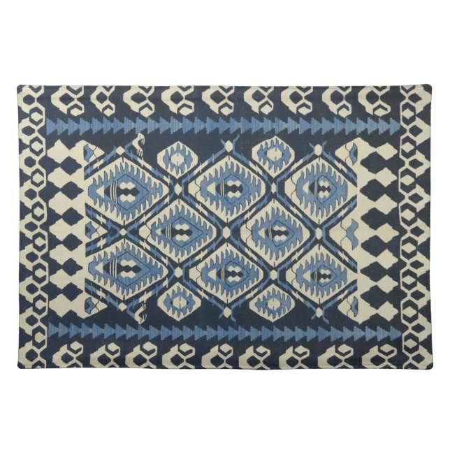 Oriental Turkish Persian Carpet Blue Cloth Placemat (Front)