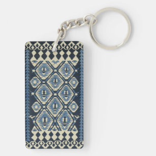 Oriental Turkish Persian Carpet Blue Keychain