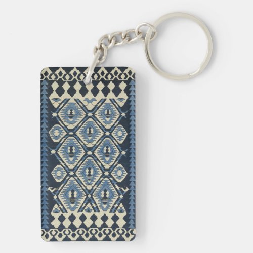 Oriental Turkish Persian Carpet Blue Keychain