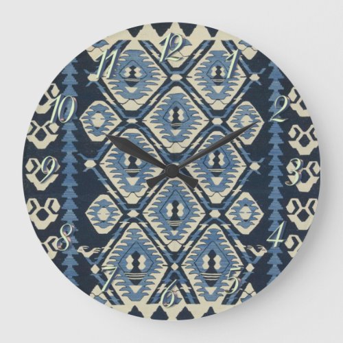 Oriental Turkish Persian Carpet Blue Large Clock