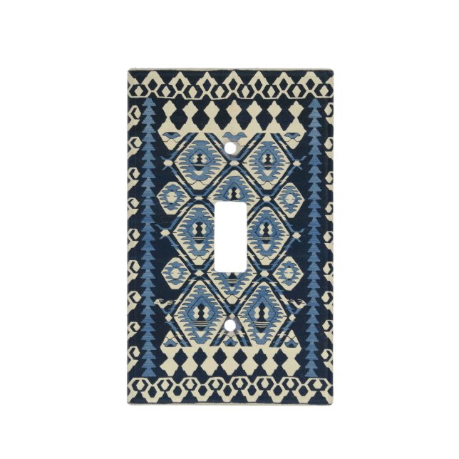 Oriental Turkish Persian Carpet Blue  Light Switch Cover (Front)