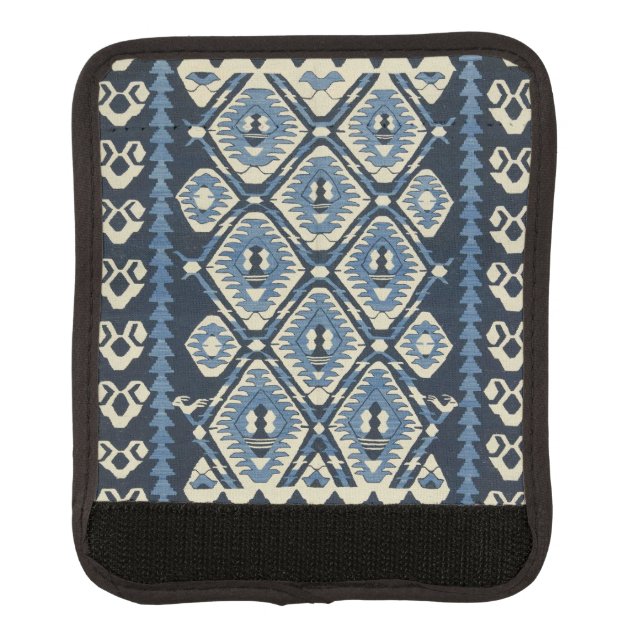 Oriental Turkish Persian Carpet Blue Luggage Handle Wrap (Front)