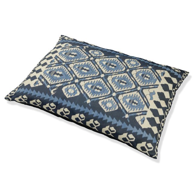 Oriental Turkish Persian Carpet Blue Pet Bed (Angled)