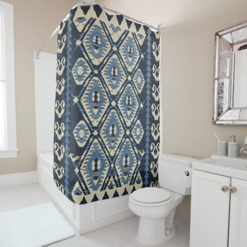 Oriental Turkish Persian Carpet Blue Shower Curtain