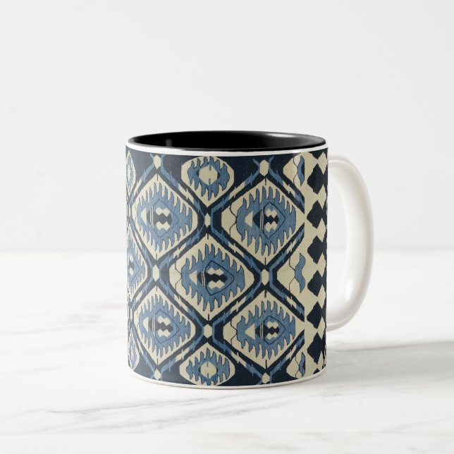 Oriental Turkish Persian Carpet Blue Two-Tone Coffee Mug (Front Right)