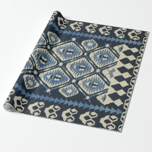Oriental Turkish Persian Carpet Blue Wrapping Paper