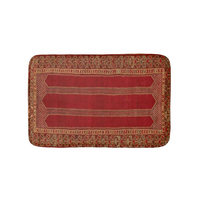 Oriental Turkish Persian Carpet Red Bath Mat (Front)