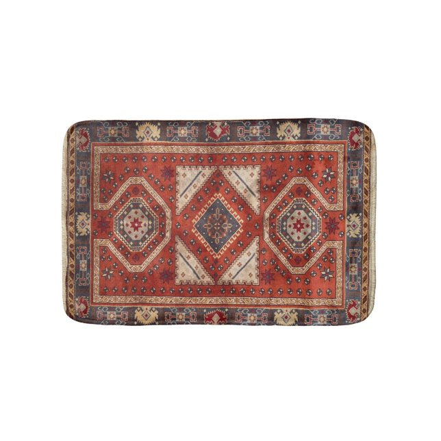 Oriental Turkish Persian Carpet Red Bath Mat (Front)