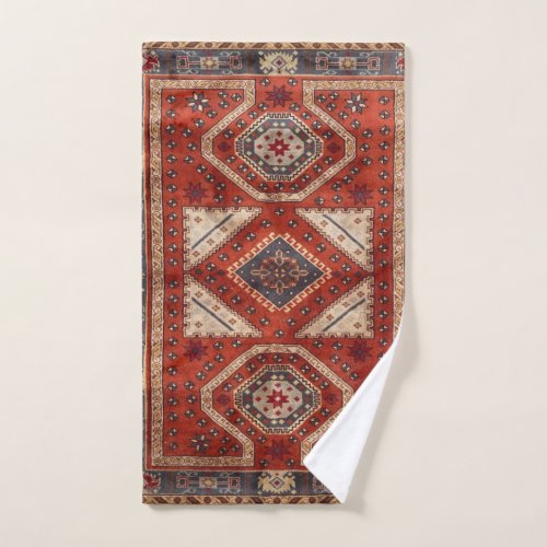 Oriental Turkish Persian Carpet Red Bath Towel Set