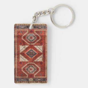 Oriental Turkish Persian Carpet Red Keychain