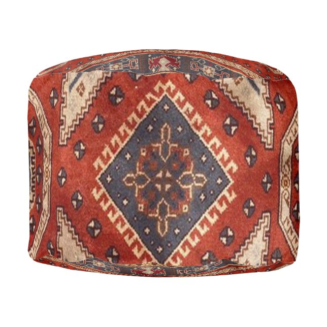 Oriental Turkish Persian Carpet Red Pouf (Front)