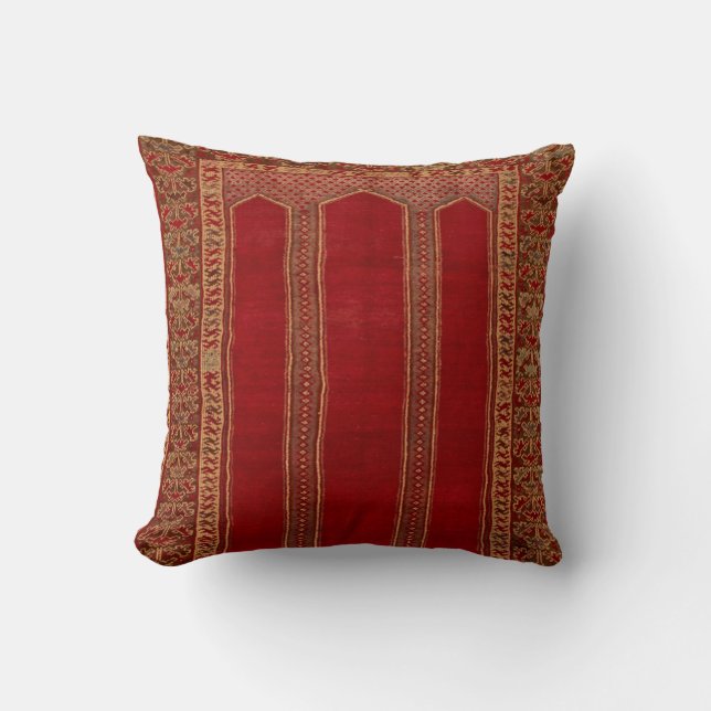 Oriental Turkish Persian Carpet  Red Throw Pillow (Front)