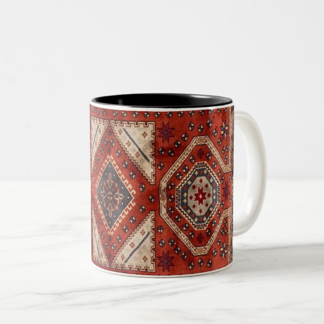 Oriental Turkish Persian Carpet Red Two-Tone Coffee Mug (Front Right)