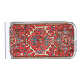 Oriental Turkish Persian  Carpet Silver Finish Money Clip