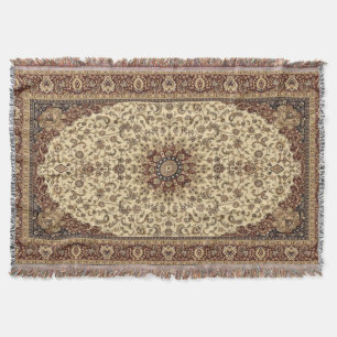 Oriental Turkish Persian Floral Carpet Rug Throw Blanket